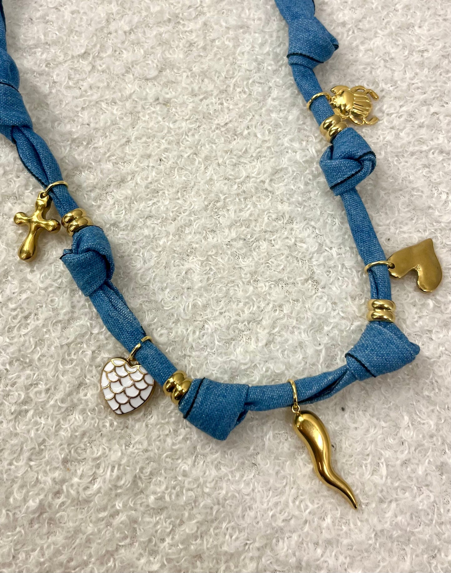 Base collier - Tissu noué | Denim