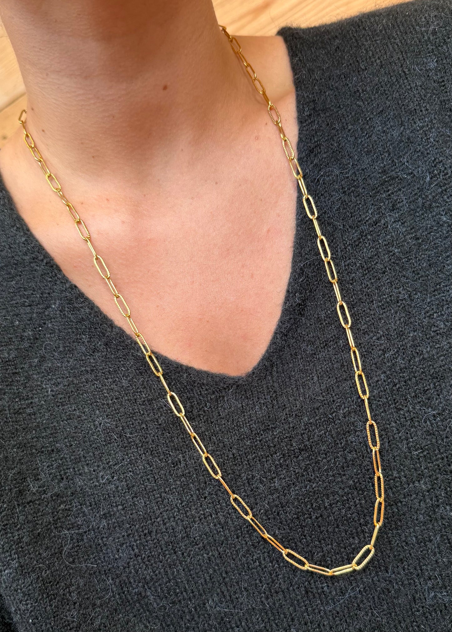 1- Base collier | Long collier maille martelée