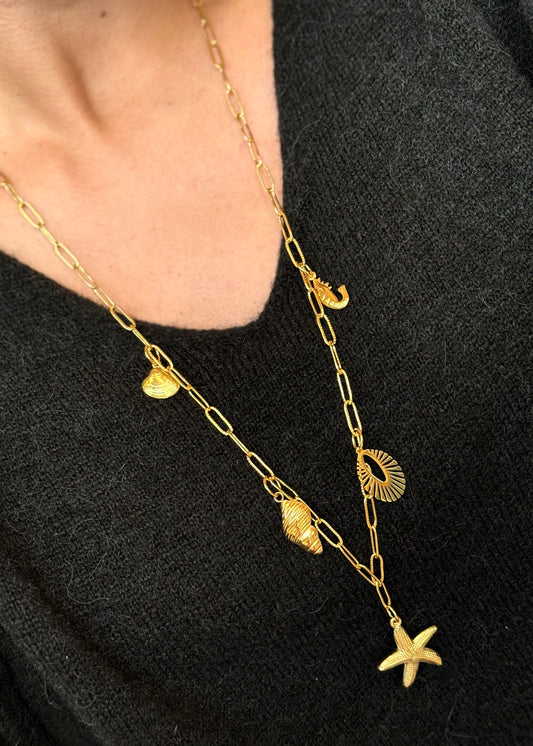 1- Base collier | Long collier maille martelée