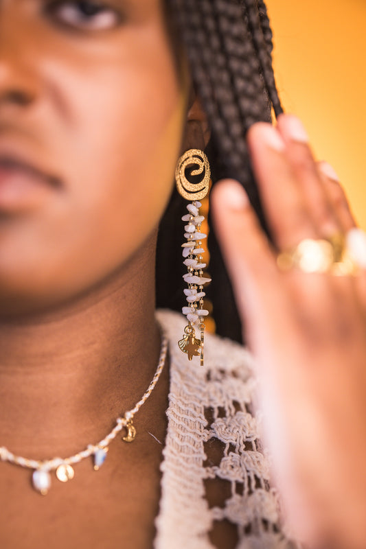 Boucles d'oreilles "Lagon" - Agate Blanche